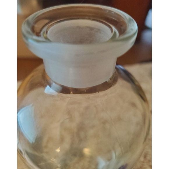 Vintage Apothecary Glass DecanterS (2) 10" Blown Bottles, Cobalt Blue Stoppers - Picture 6 of 9